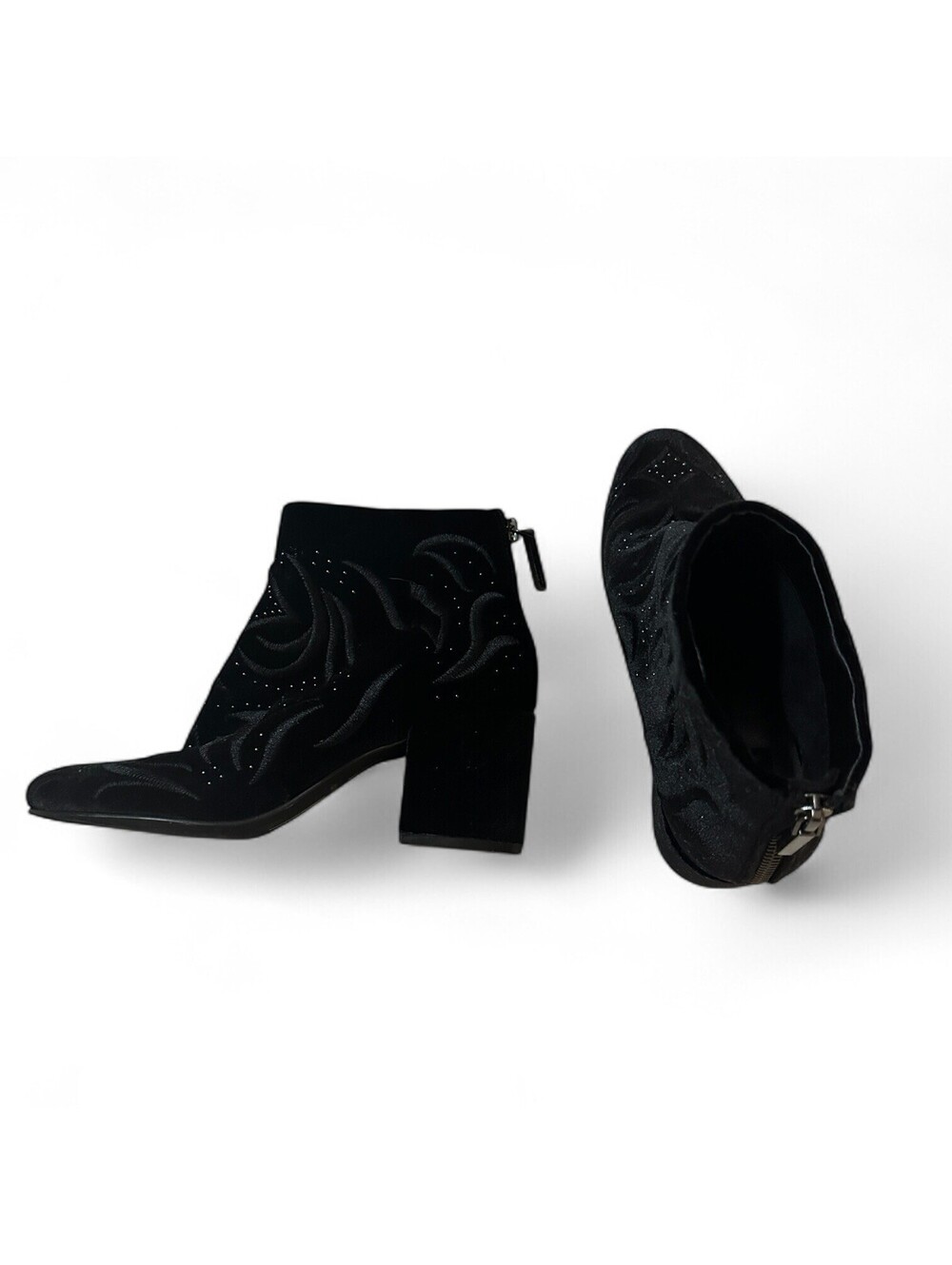 Dolce Vita Black Embroidered and embellished Velvet Boots Women's Size 7.5
